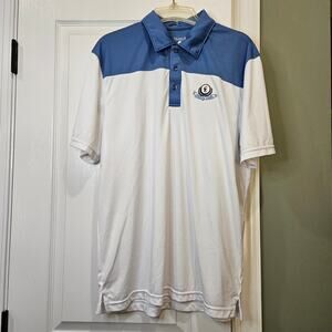 Clique Men's Large Carolina Lakes Golf Club Logo Blue and White Performance Polo